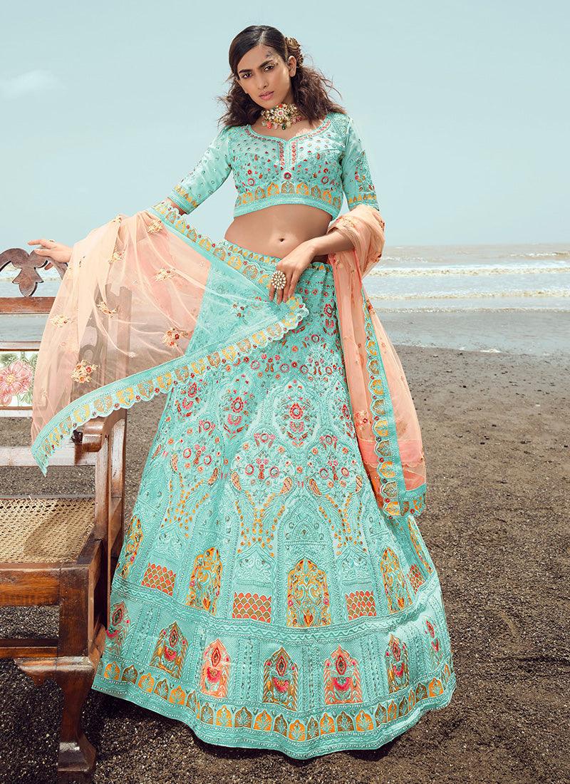 Turquoise Color Designer Chaniya Choli