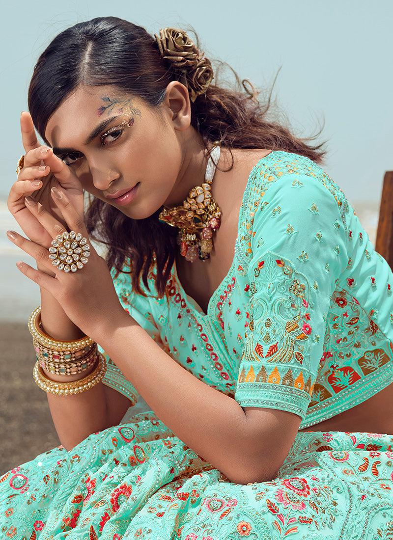 Turquoise Color Designer Chaniya Choli