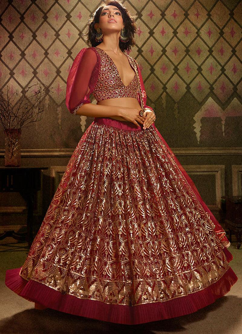 Unbeatable Maroon Soft Net Base Sangeet Wear Lehenga Choli