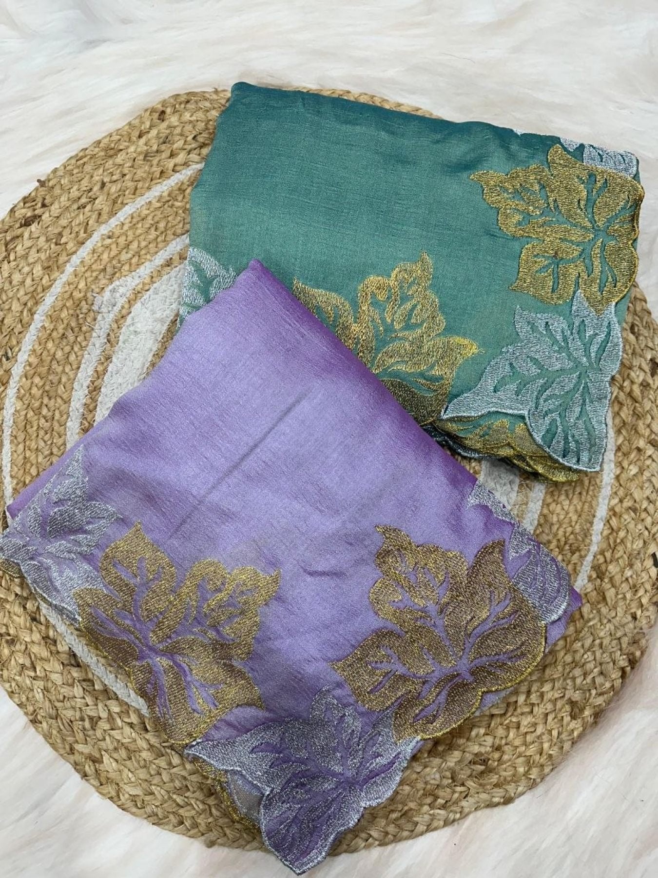 Sky Blue Blooming Vichitra Silk Saree with Gold And Silver Zari Work