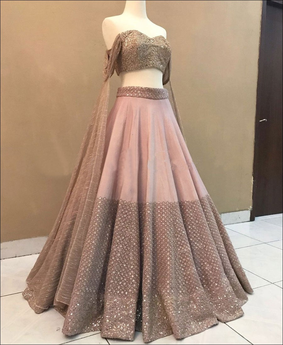 Peach color cotton Silk Lehenga choli with Embroidery work