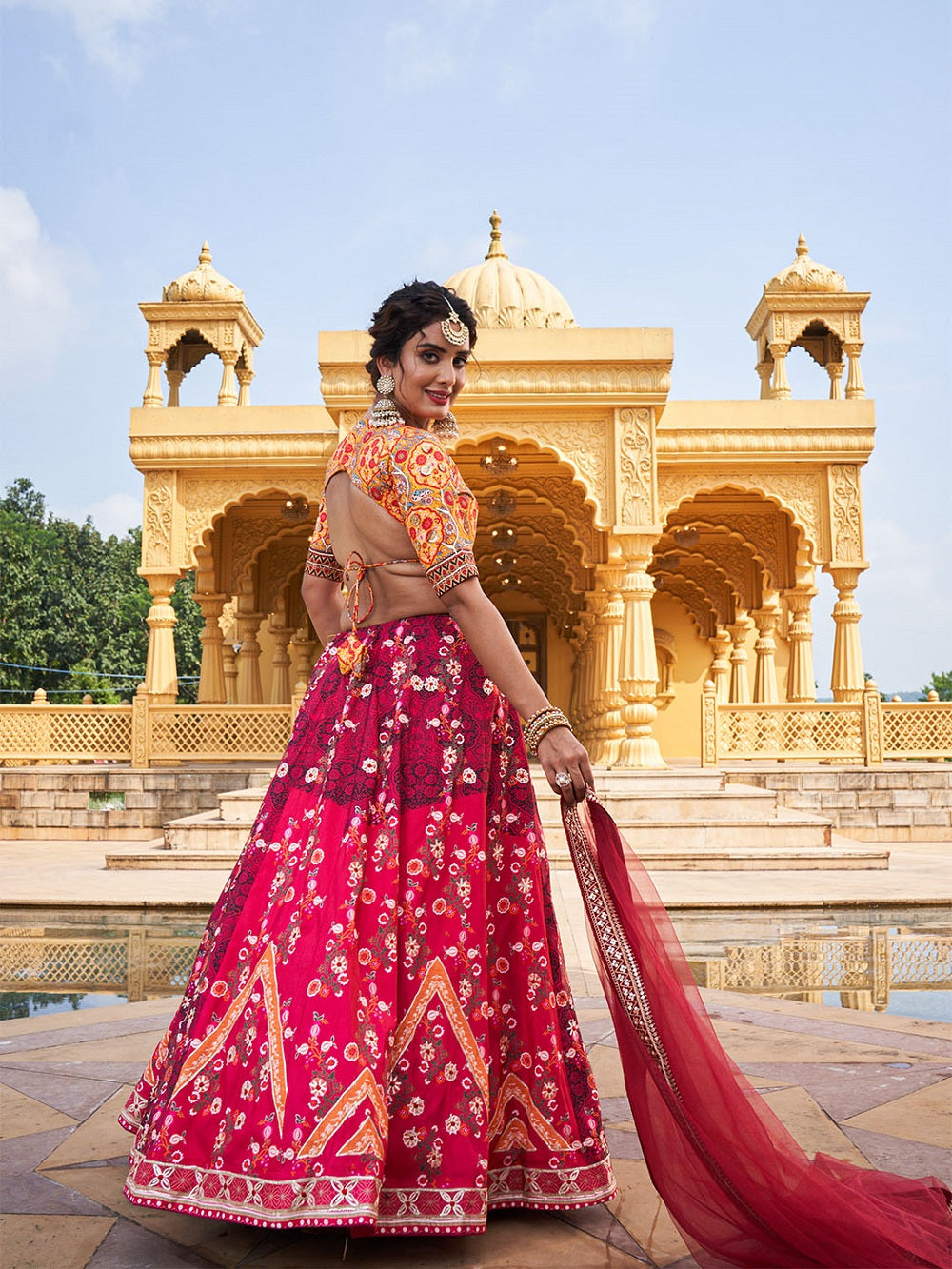 Pink Color Printed Vaishali Silk Lehenga Choli Set