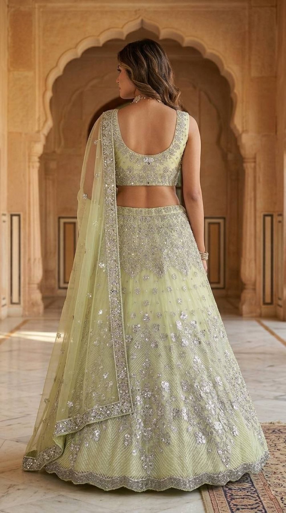 Lehenga Set with Intricate Mirror and Floral Embroidery