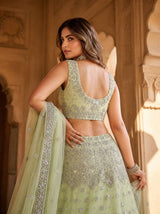 Lehenga Set with Intricate Mirror and Floral Embroidery