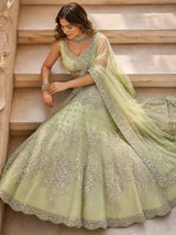 Lehenga Set with Intricate Mirror and Floral Embroidery