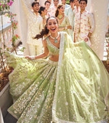 Lehenga Set with Intricate Mirror and Floral Embroidery