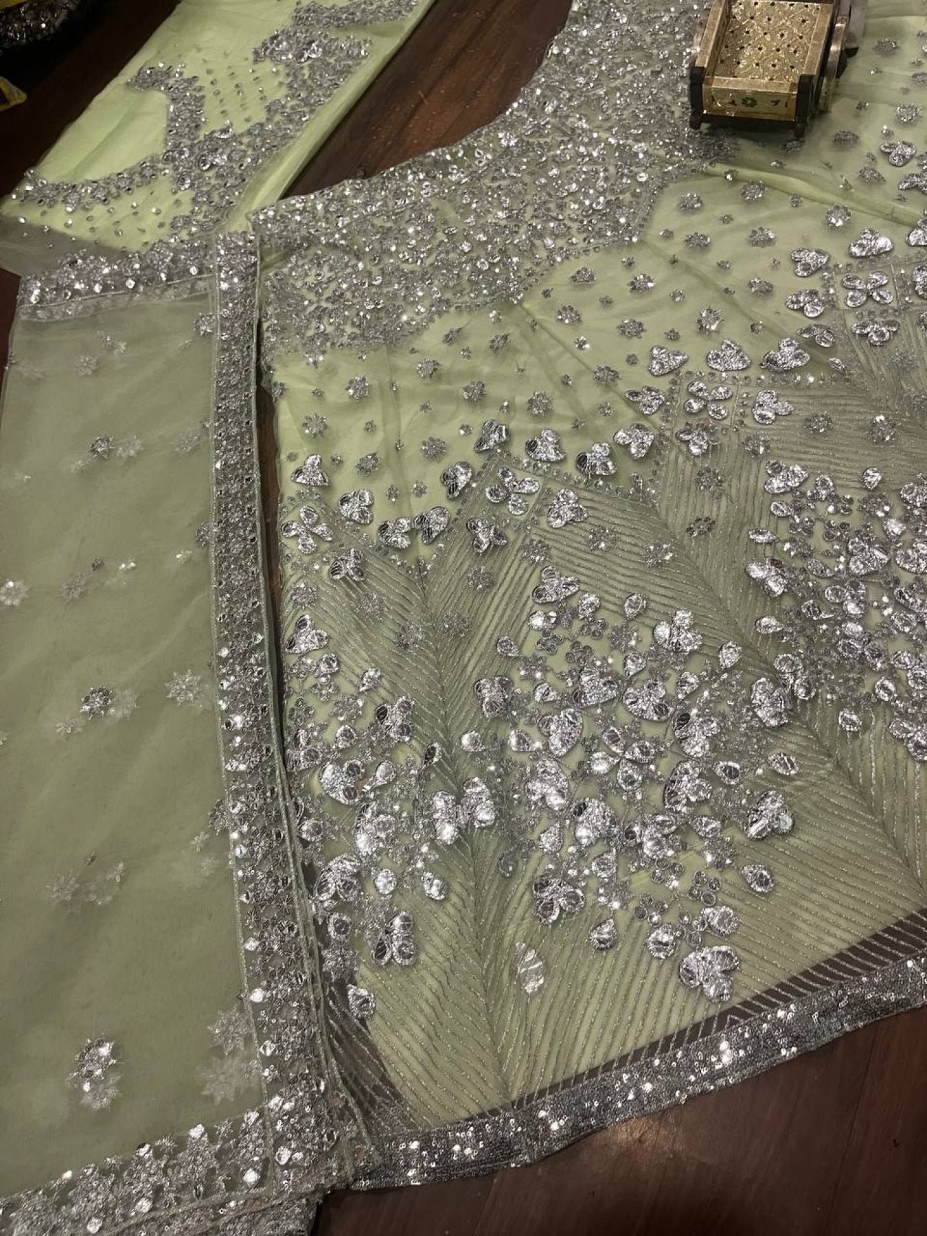 Lehenga Set with Intricate Mirror and Floral Embroidery