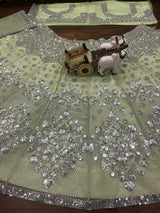 Lehenga Set with Intricate Mirror and Floral Embroidery