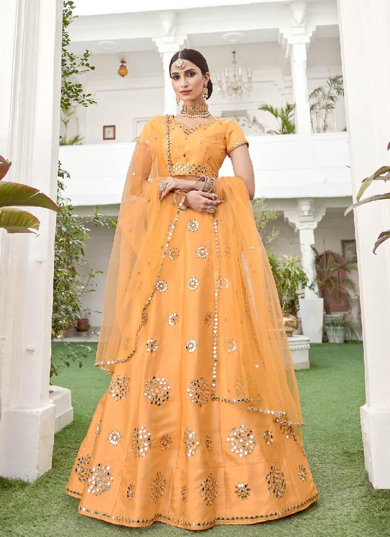 Vibrant Yellow Color Silk Base Lehenga Choli