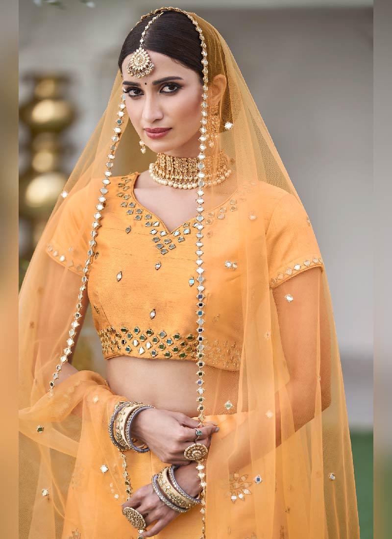 Vibrant Yellow Color Silk Base Lehenga Choli