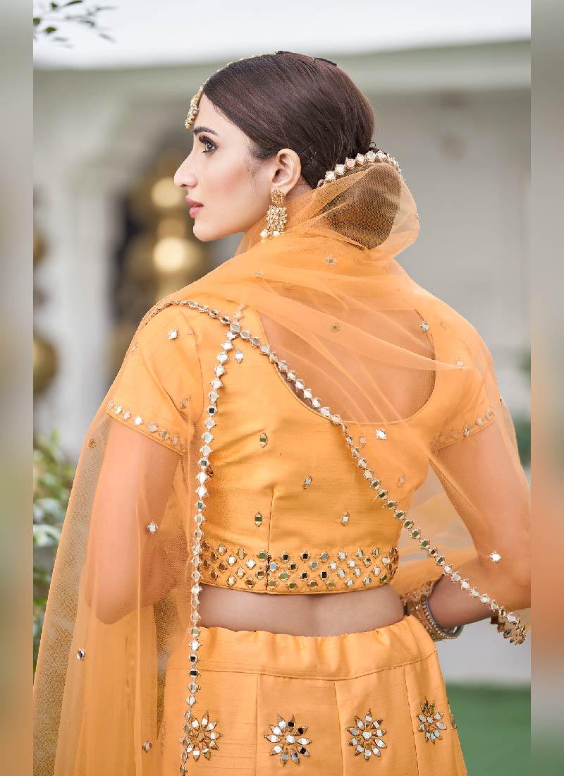 Vibrant Yellow Color Silk Base Lehenga Choli