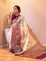 Gold Lichi Silk Saree with Rich Pallu and Pure Zari Work