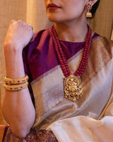 Gold Lichi Silk Saree with Rich Pallu and Pure Zari Work