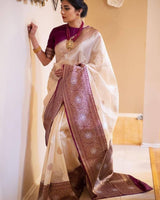 Gold Lichi Silk Saree with Rich Pallu and Pure Zari Work