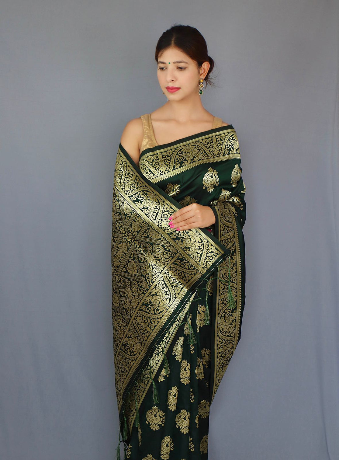 Pure banarasi silk saree with zari weaving
