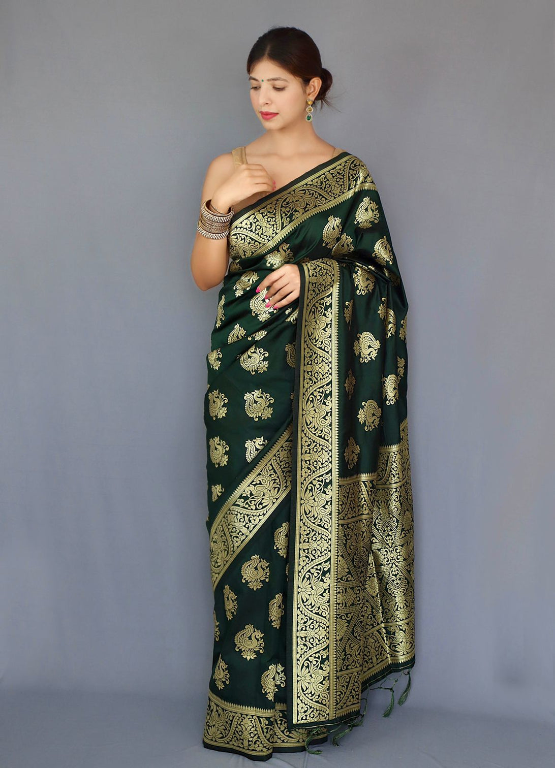 Pure banarasi silk saree with zari weaving