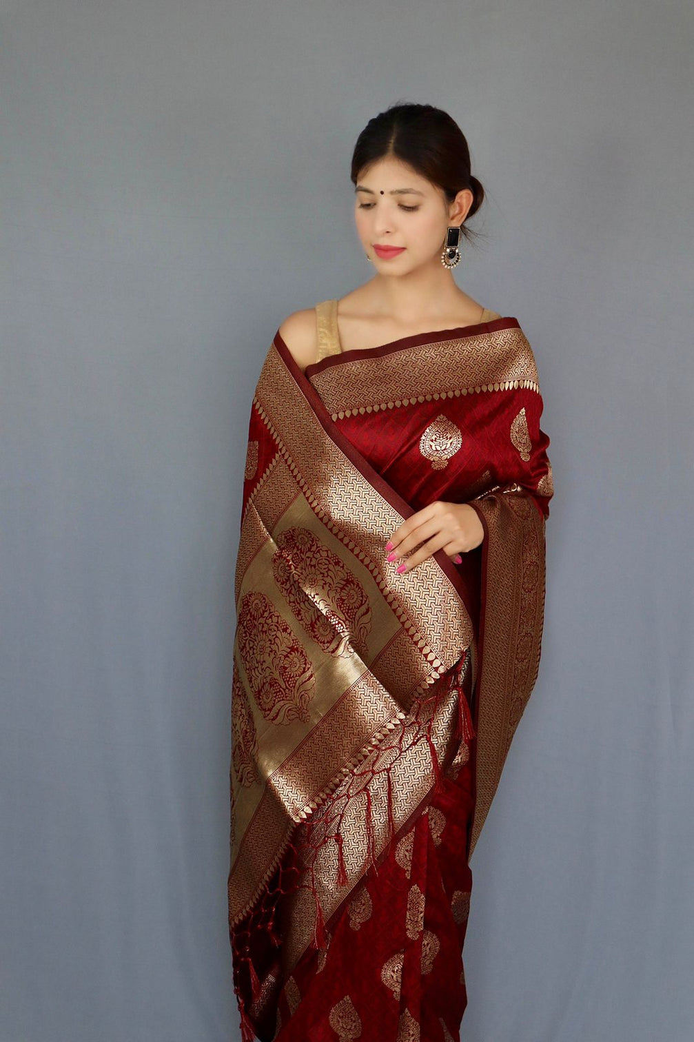 Pure banarasi silk saree with zari weaving