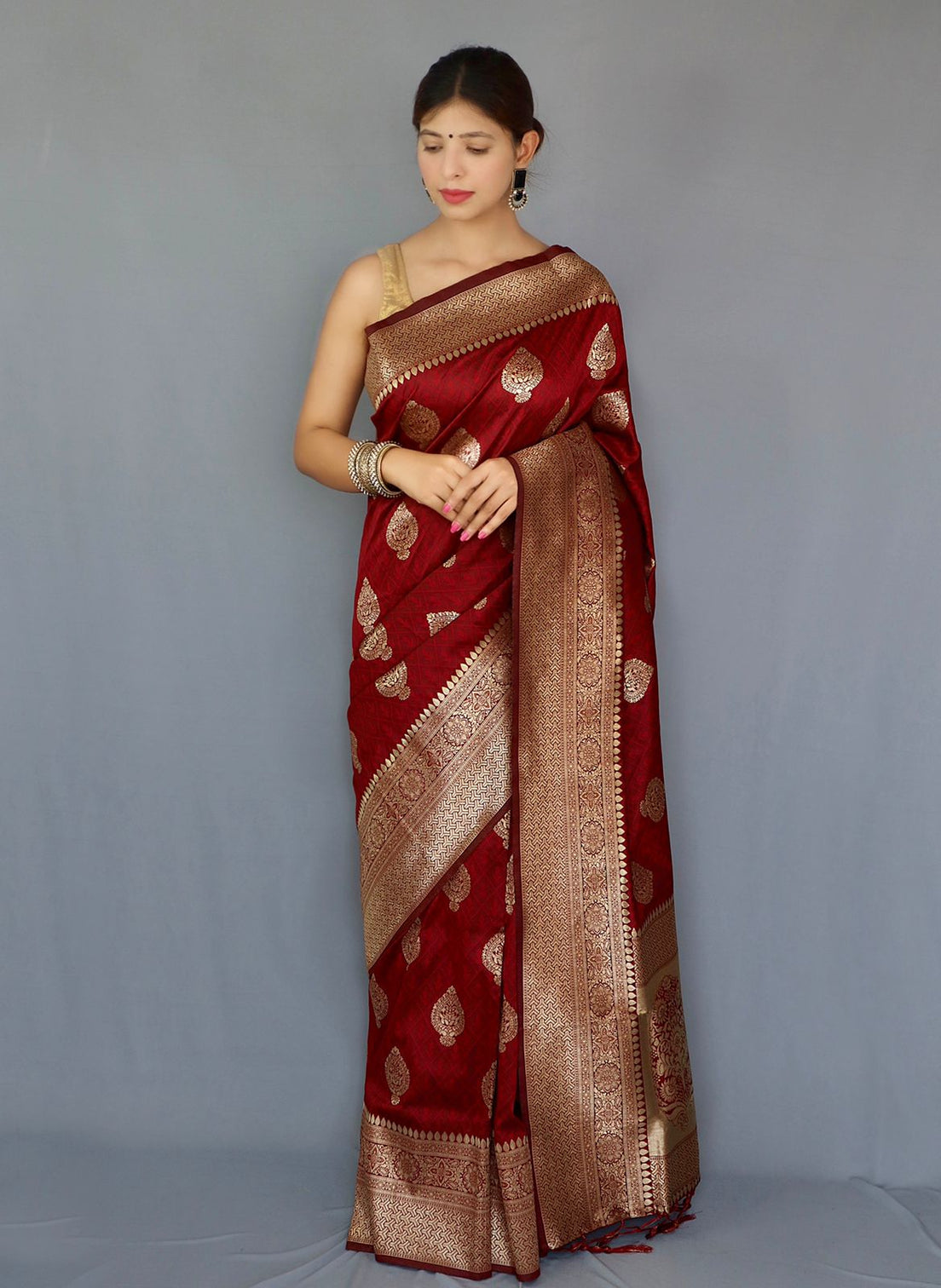 Pure banarasi silk saree with zari weaving