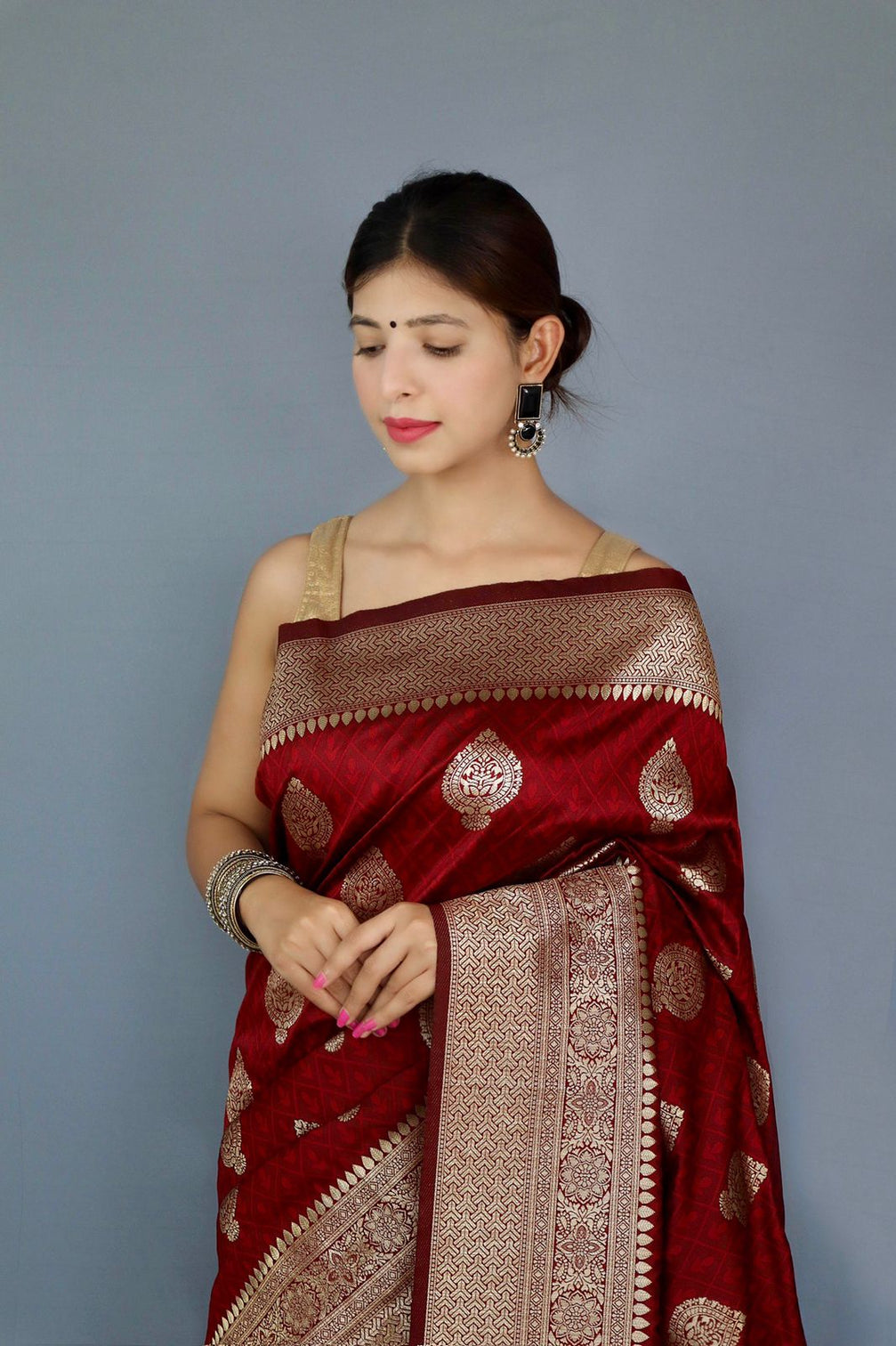 Pure banarasi silk saree with zari weaving mameraa