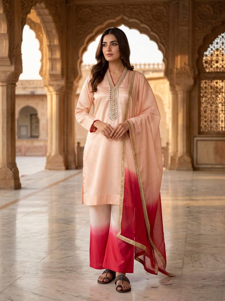 Warm Peach Palazzo & Dupatta