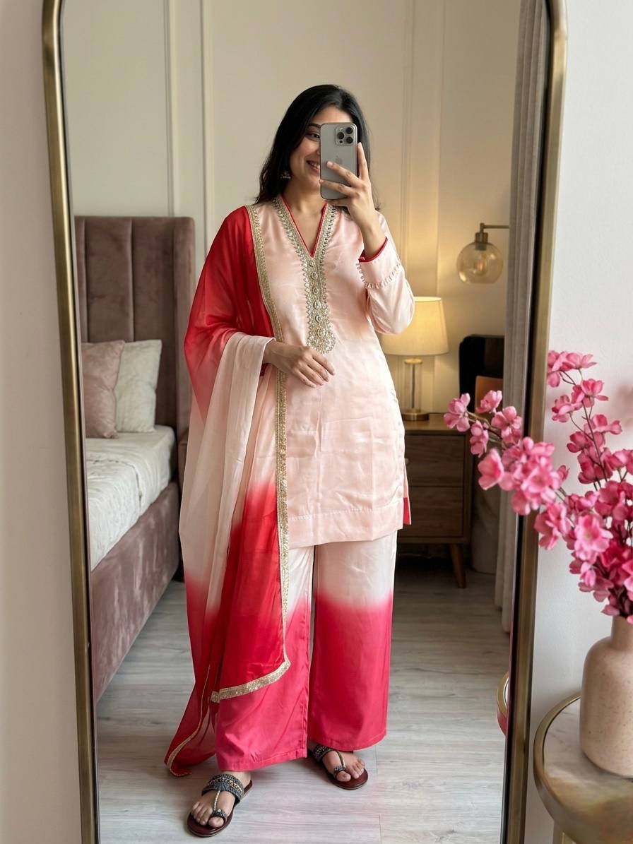 Warm Peach Palazzo & Dupatta