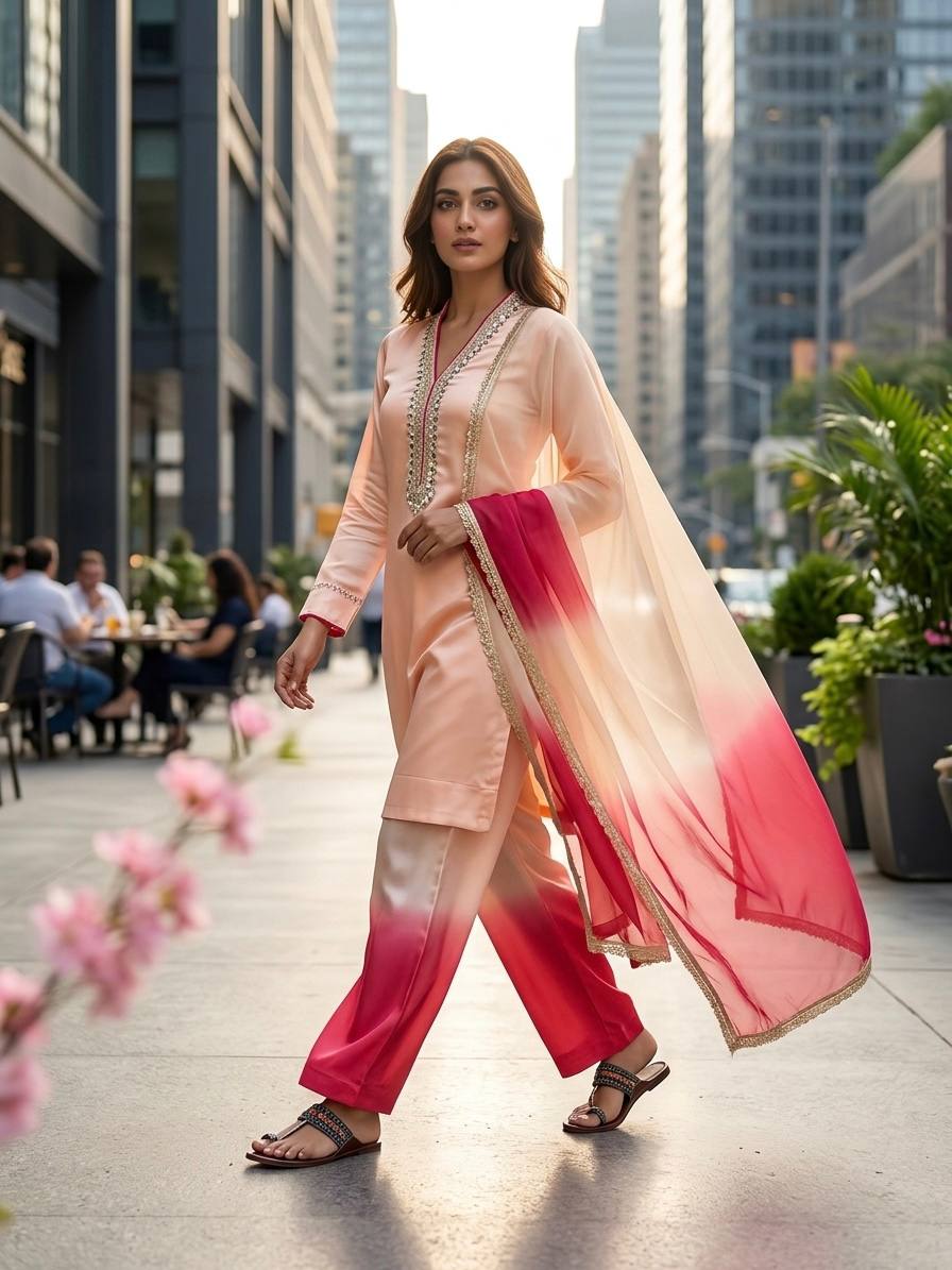 Warm Peach Palazzo & Dupatta