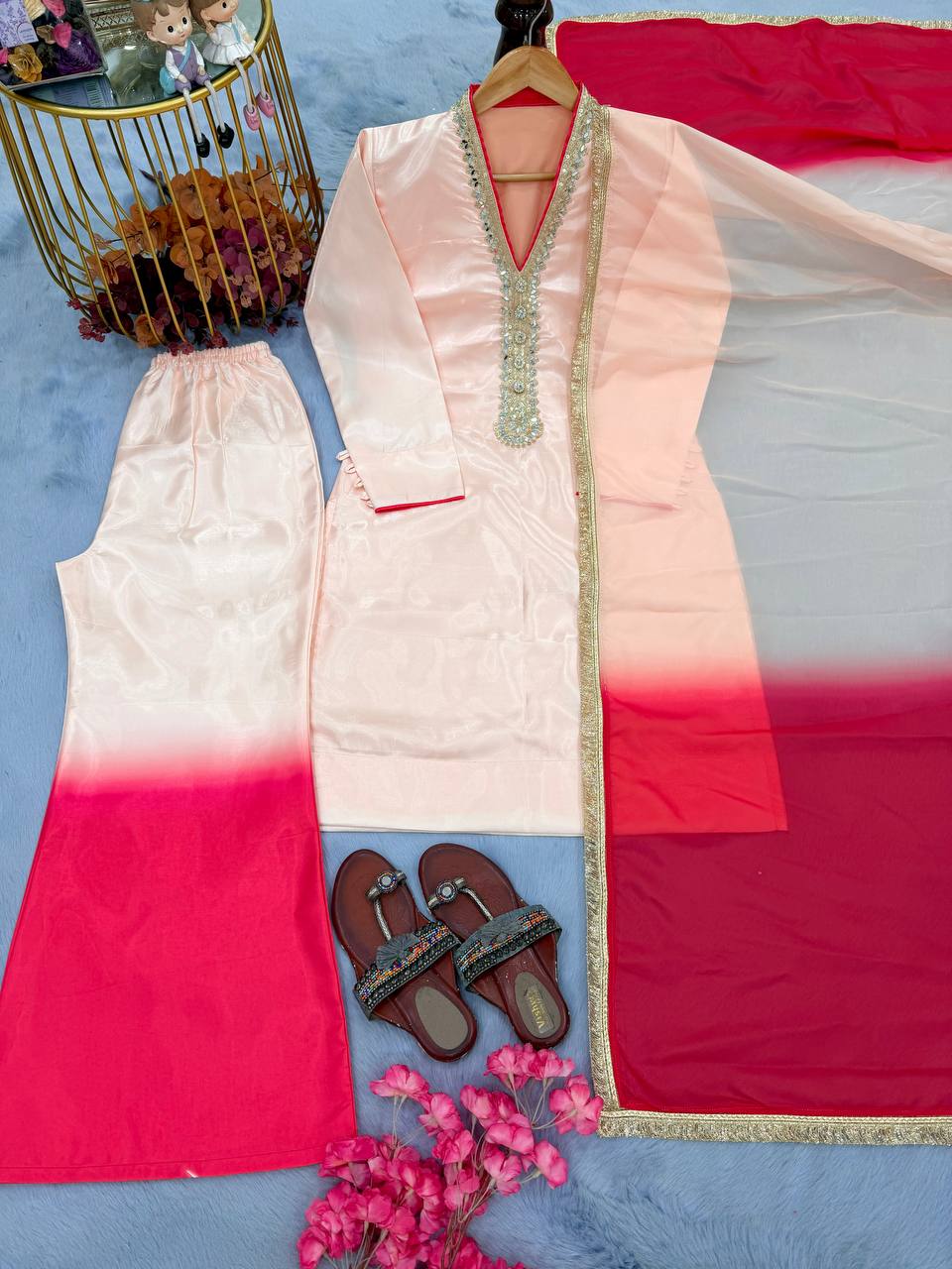 Warm Peach Palazzo & Dupatta
