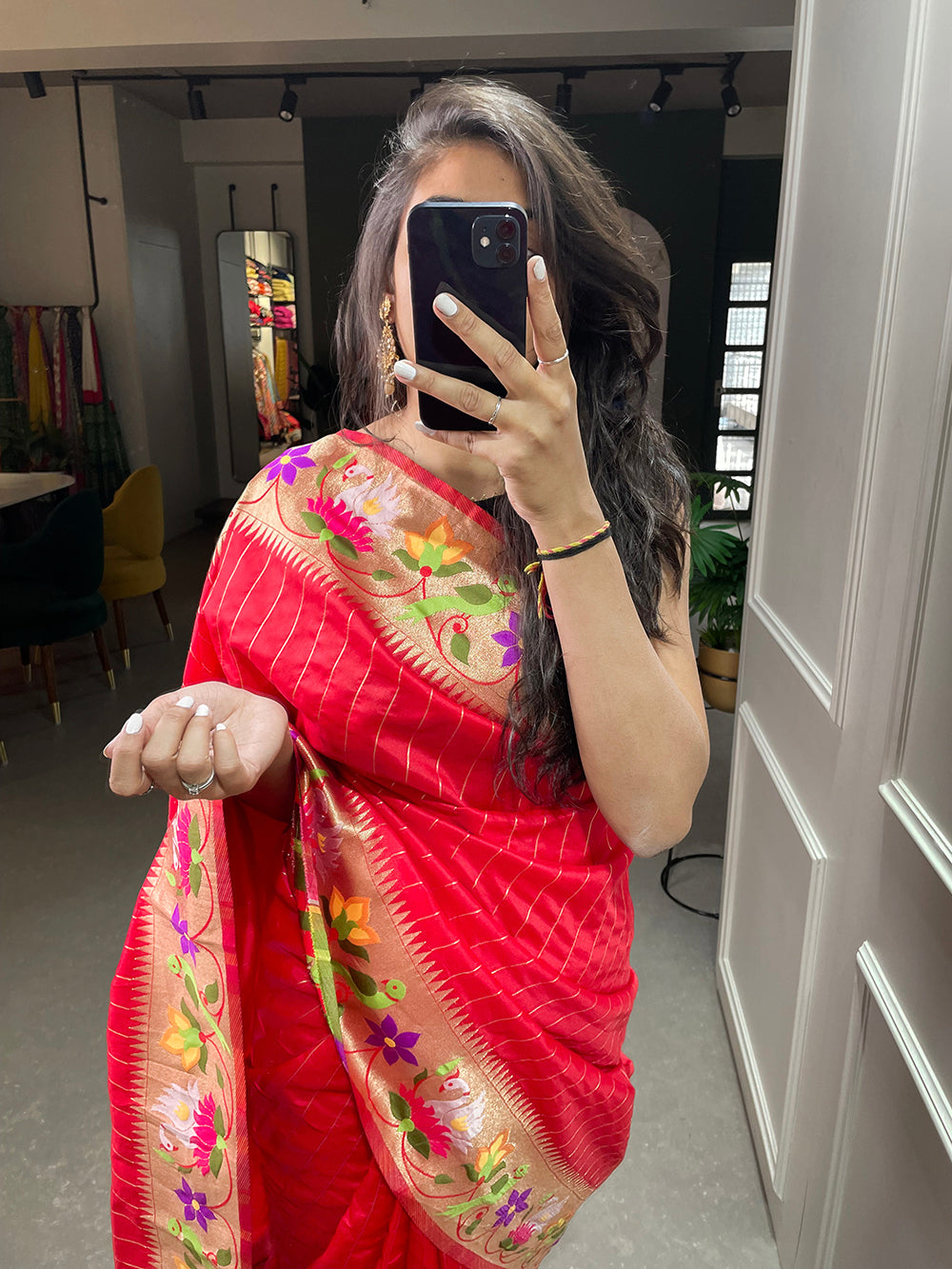 Red Color Weaving Zari Work Jacquard Silk Saree