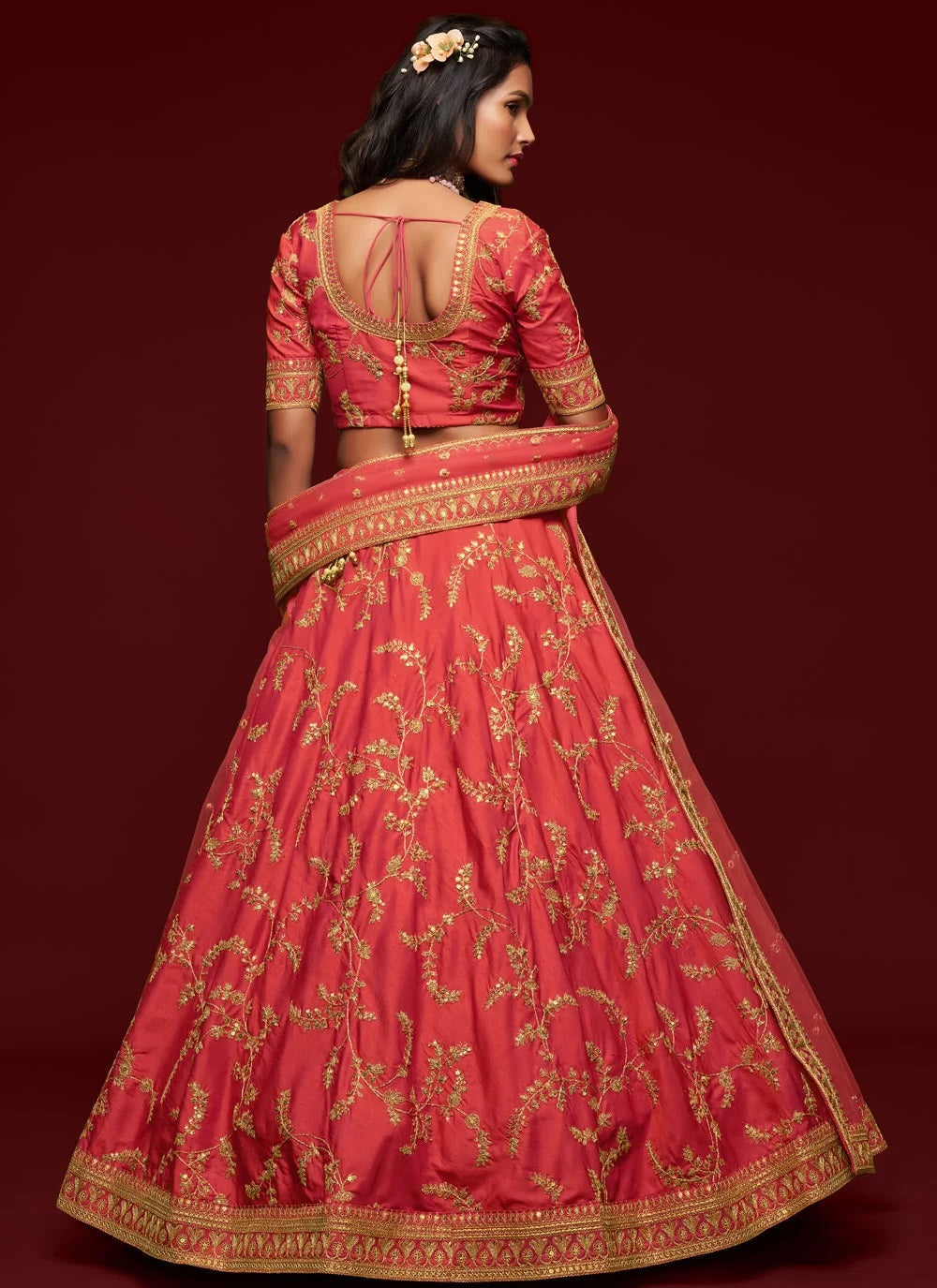 Wedding embroidered art silk lehenga choli