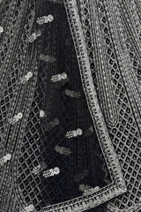 Navy Net Lehenga with Embroidery for Wedding Wear