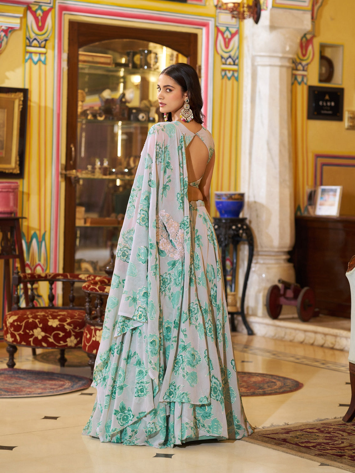 Engagement wear beads work lehenga choli