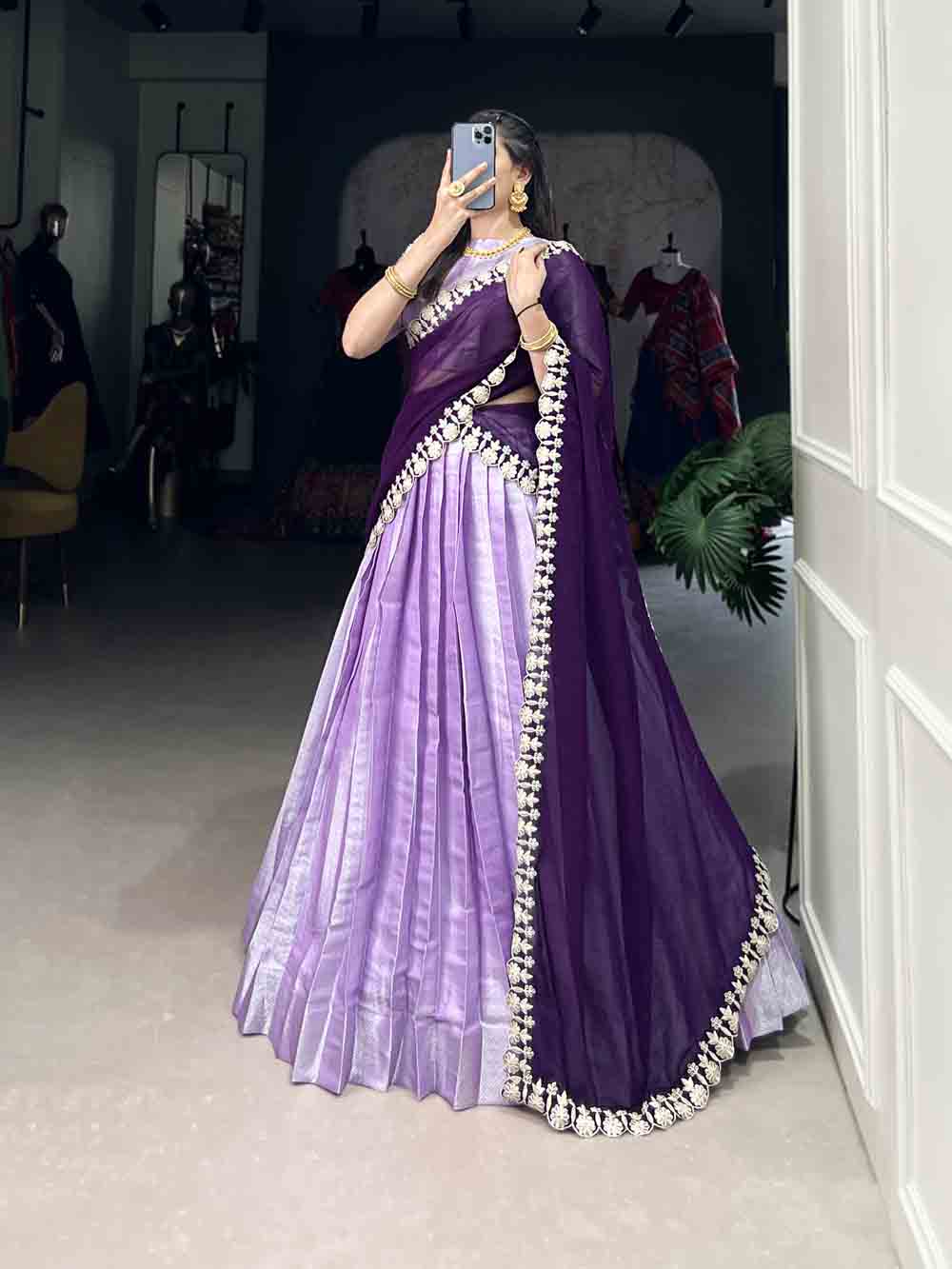 Lavender color paithani lehenga choli