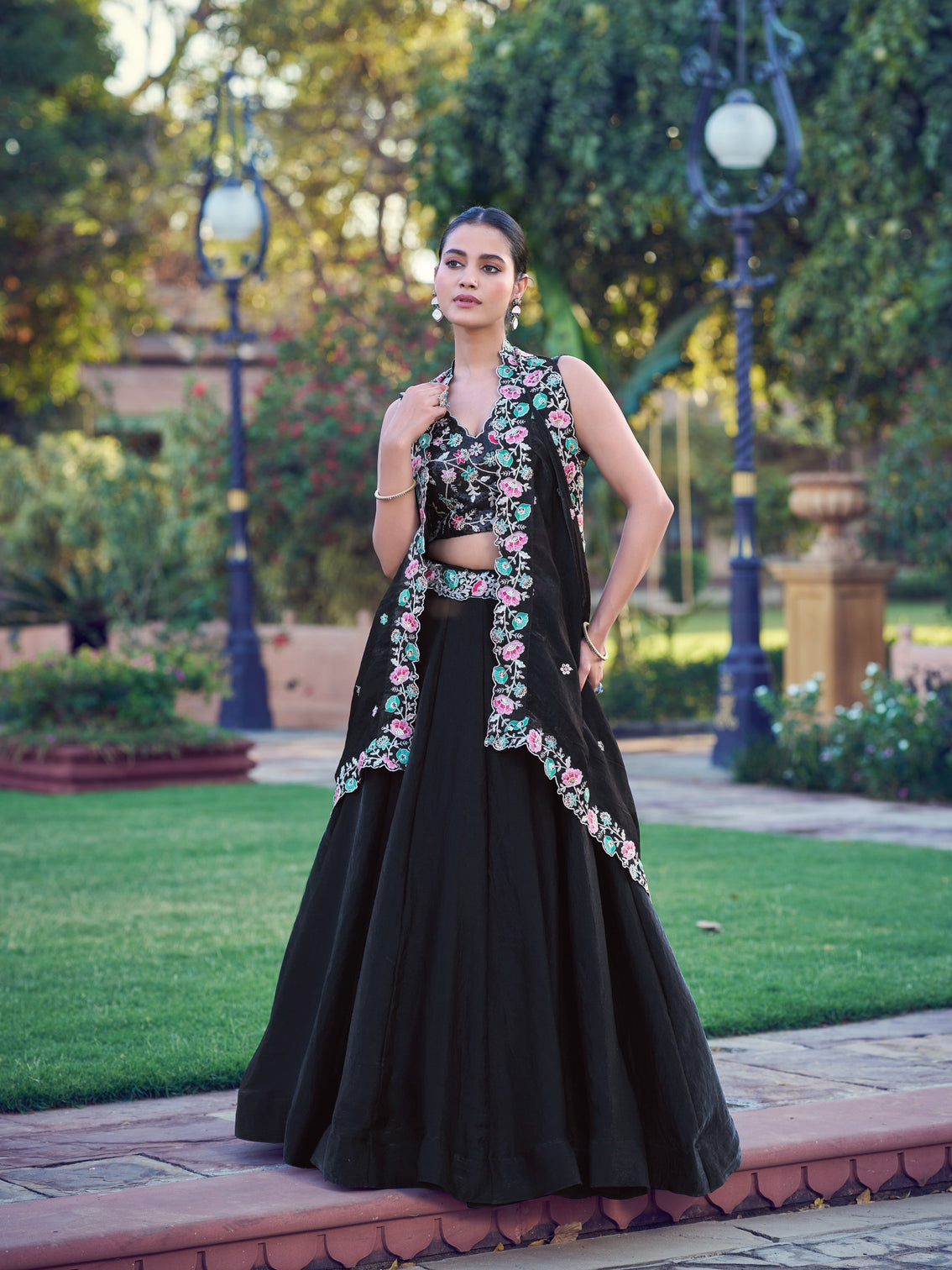 Black color embroidery work wedding chaniya choli