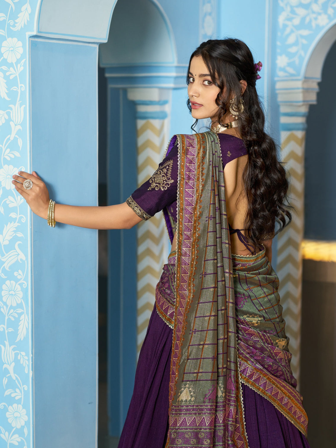 Dark purple color wedding wear lehenga choli