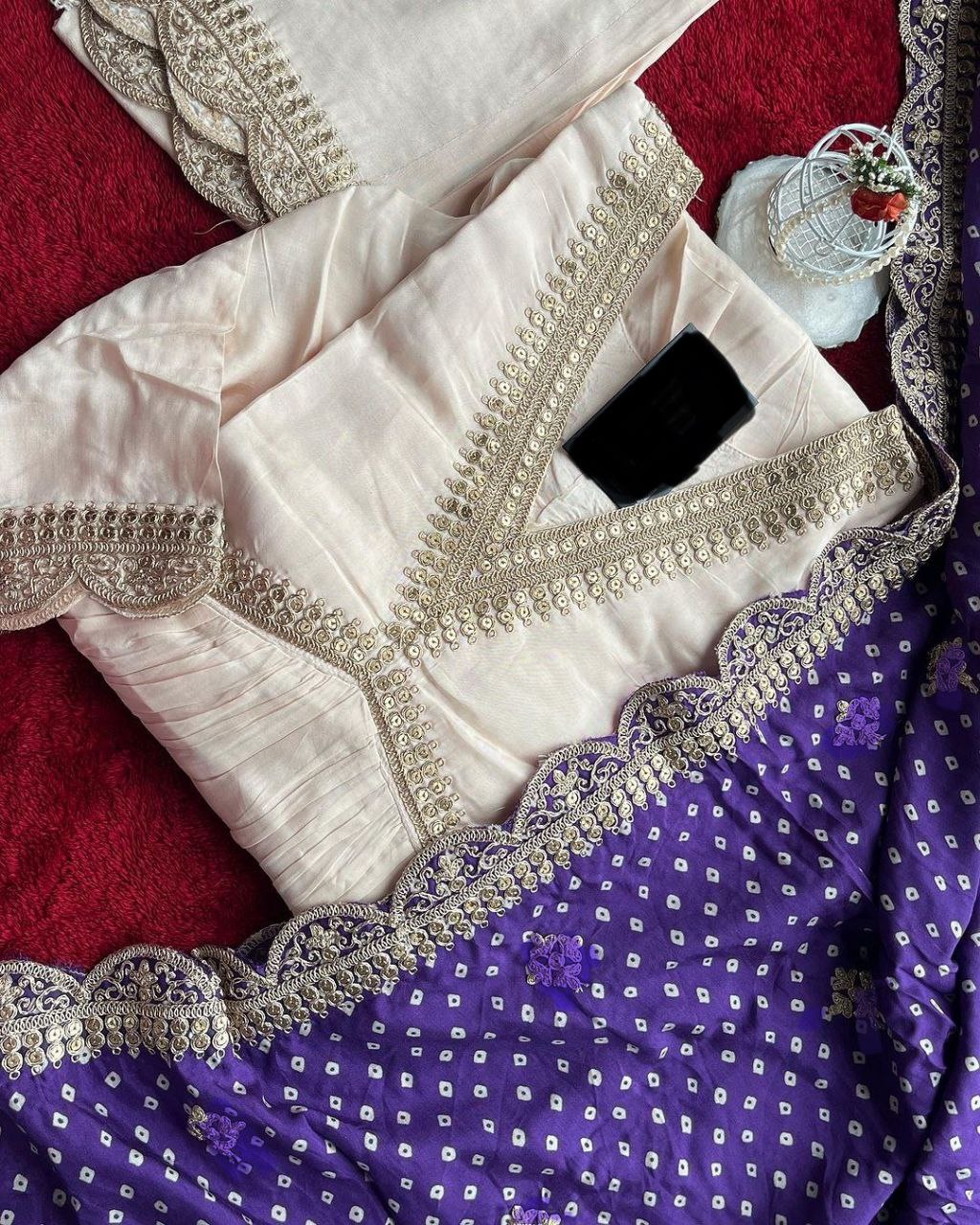 White Alia Cut Suit Set - Party Wear Dress with Gorgeous Dupatta & Pants