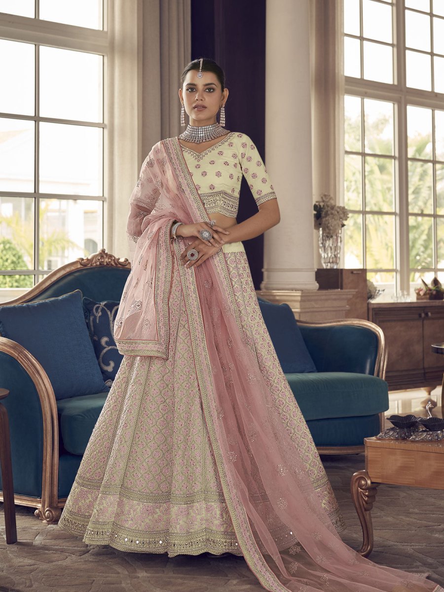 White Art Silk Partywear Lehenga Choli