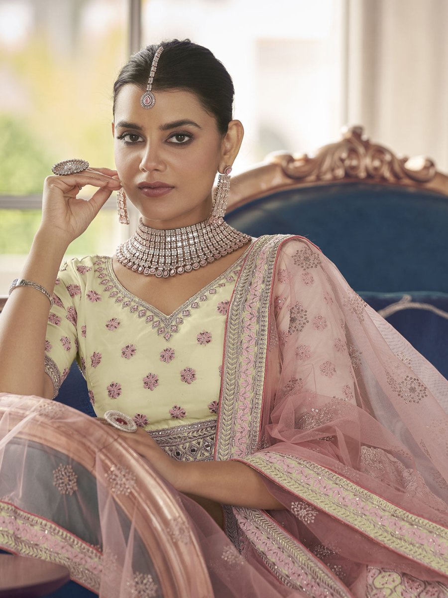 White Art Silk Partywear Lehenga Choli