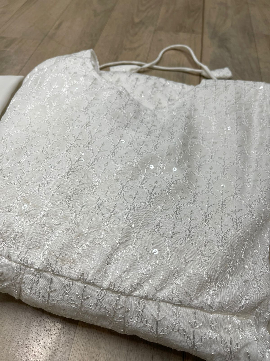 White Chikankari Kurta Palazzo Set With Embroidery Work and Dupatta