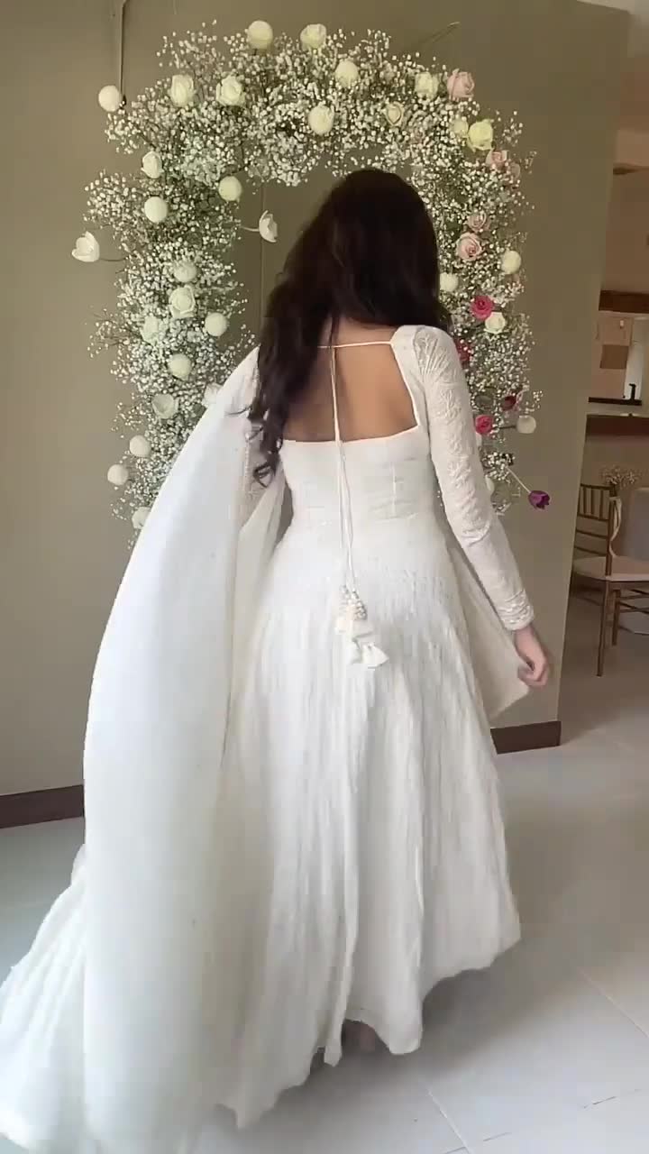 White Chikankari Kurta Palazzo Set With Embroidery Work and Dupatta