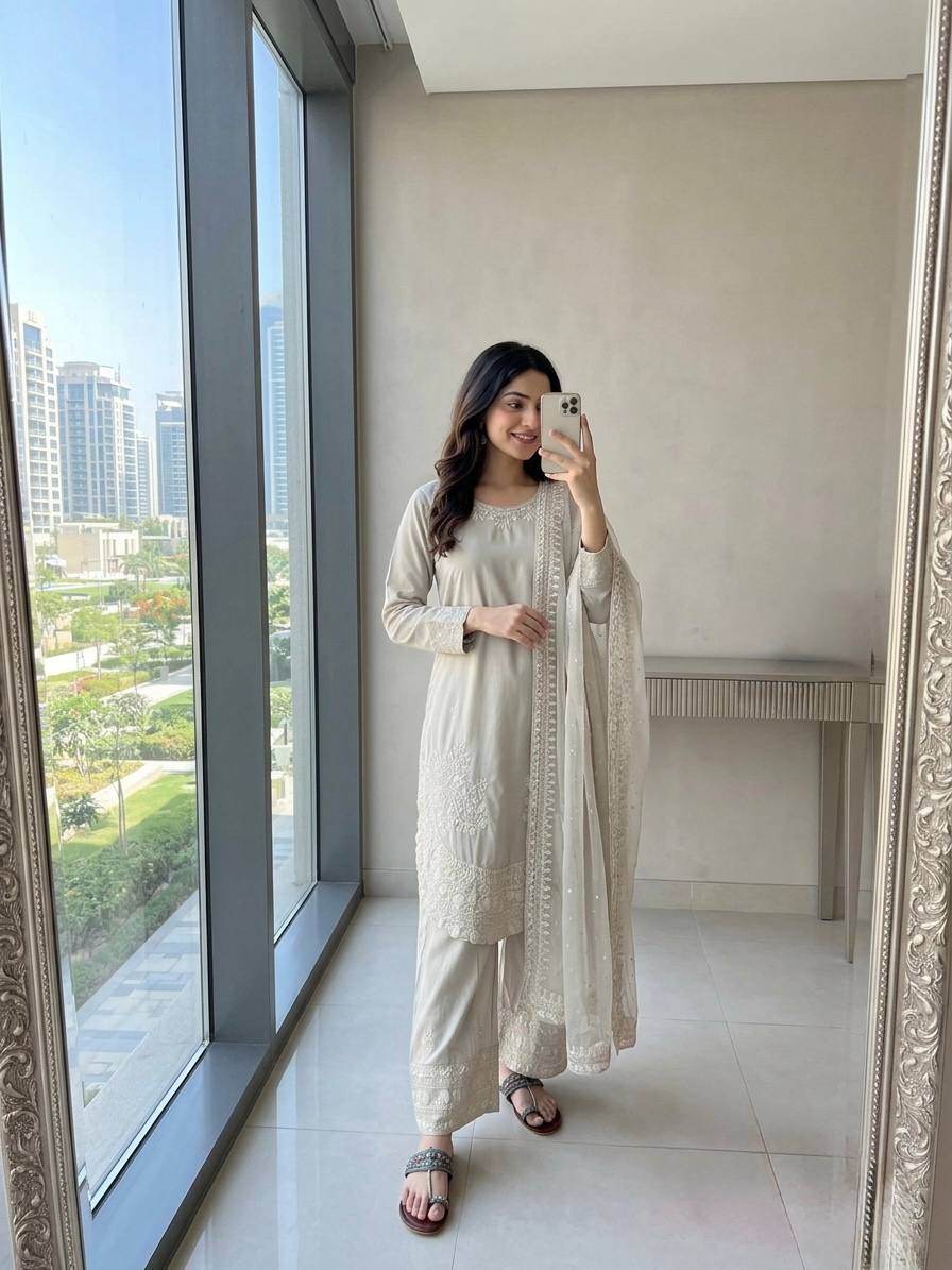 White Crepe Farshi Palazzo Suit