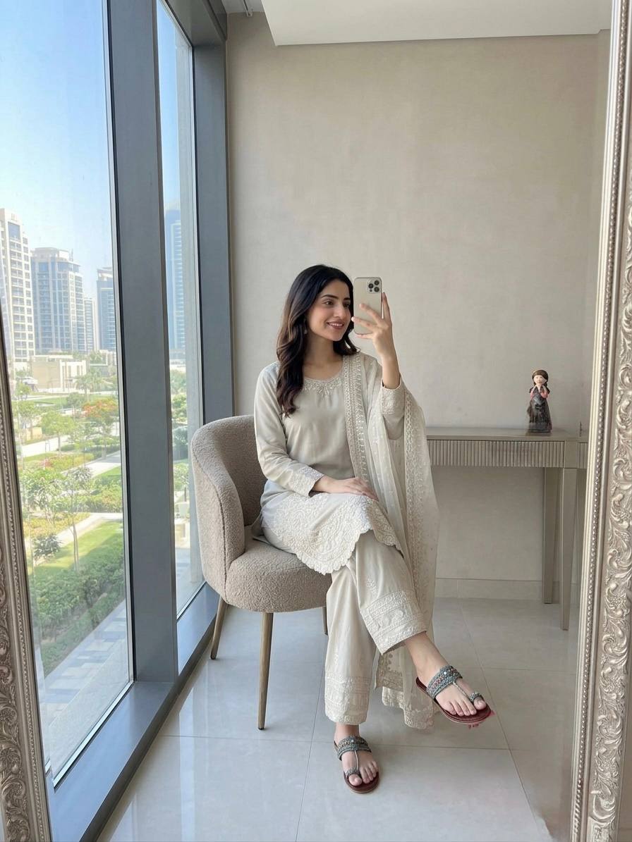 White Crepe Farshi Palazzo Suit