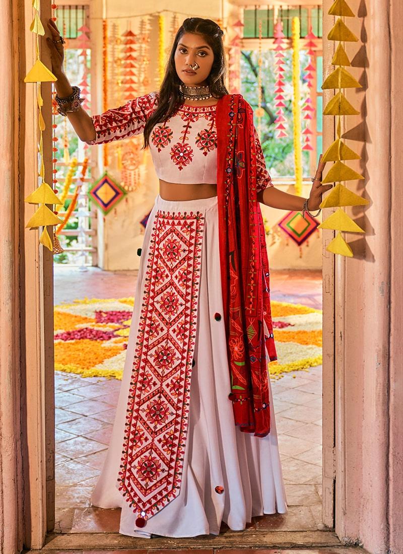 White Designer Chaniya Choli For Navratri