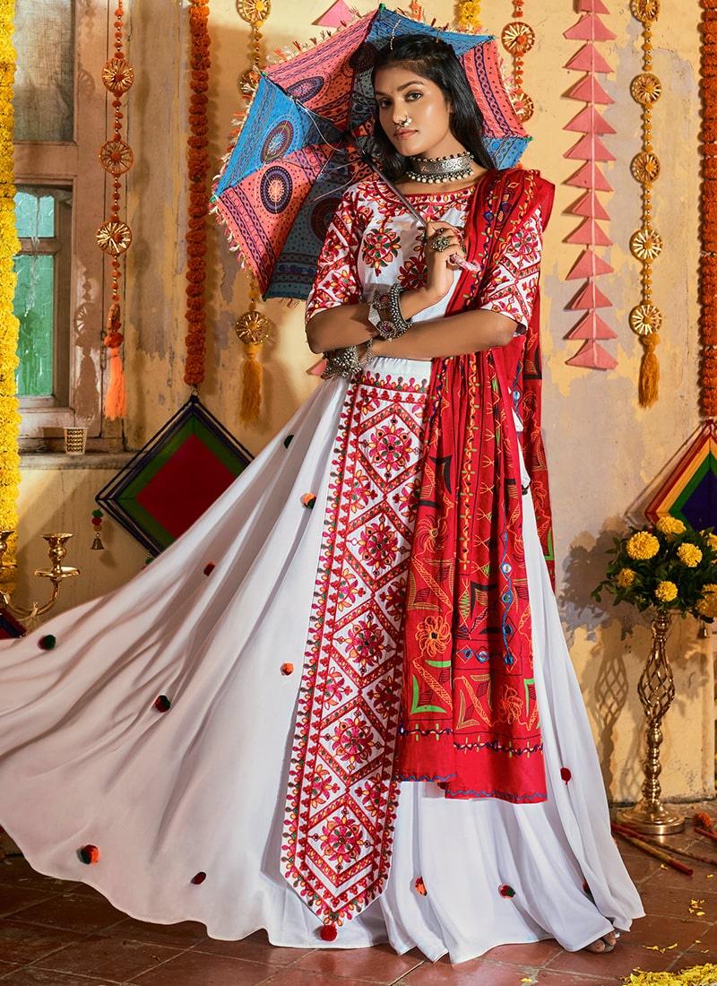 White Designer Chaniya Choli For Navratri