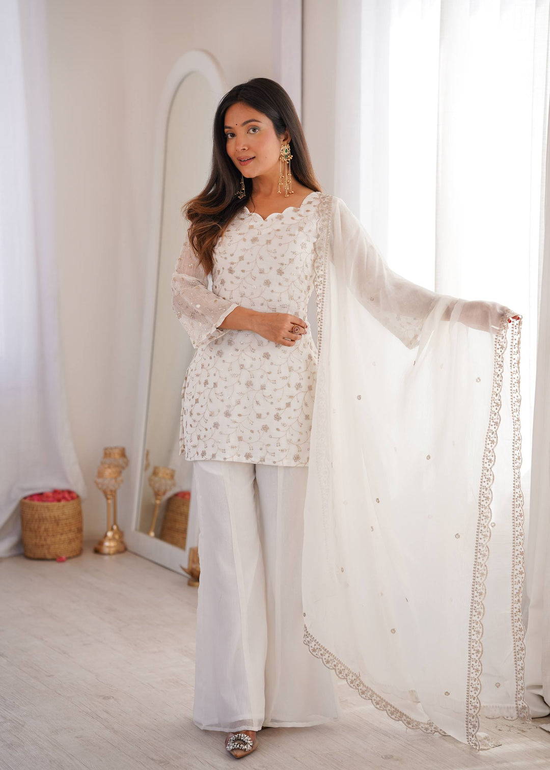 White Designer Fancy Kurta Set