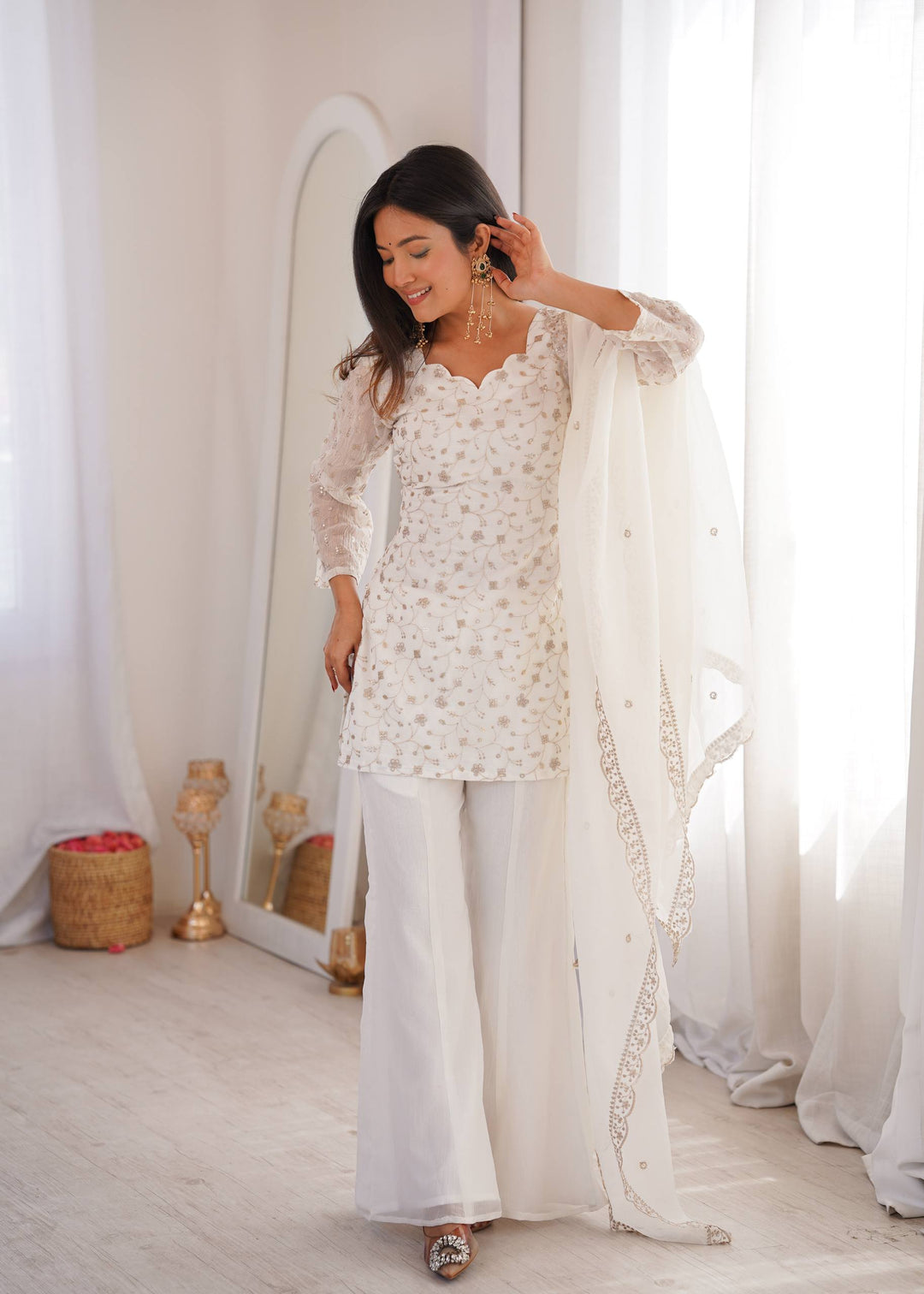 White Designer Fancy Kurta Set
