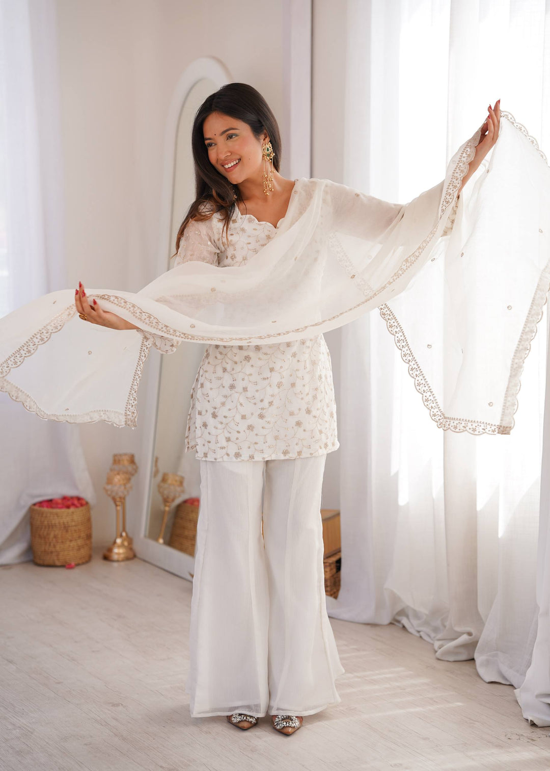 White Designer Fancy Kurta Set