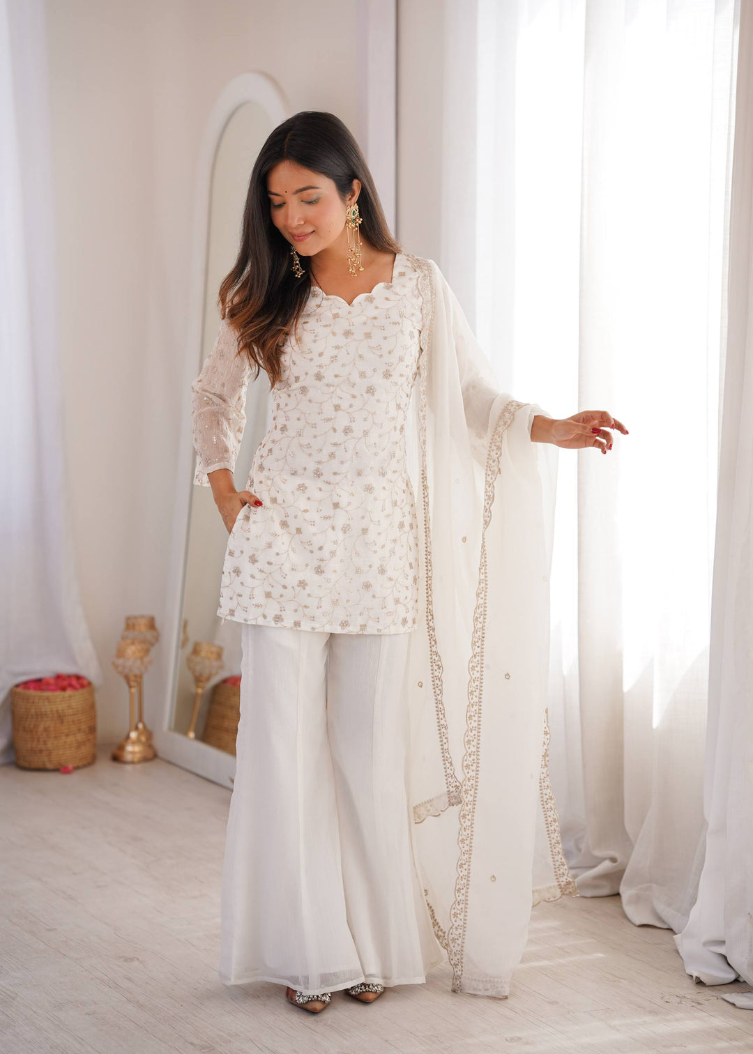 White Designer Fancy Kurta Set