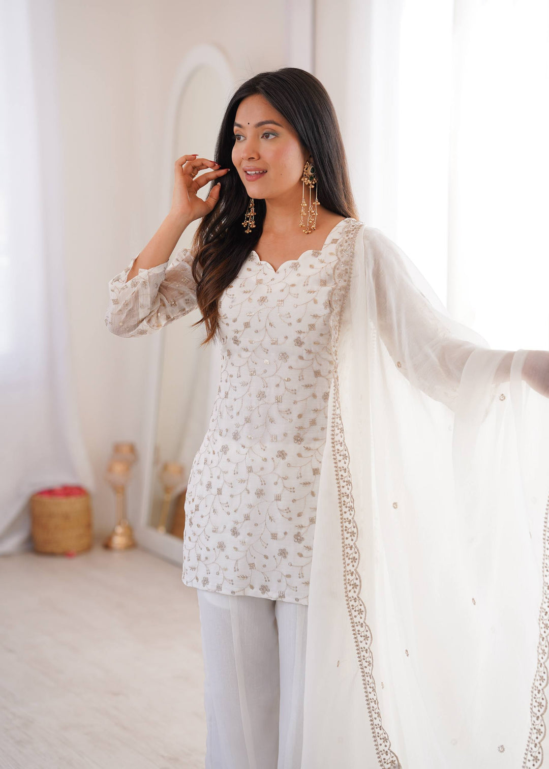 White Designer Fancy Kurta Set