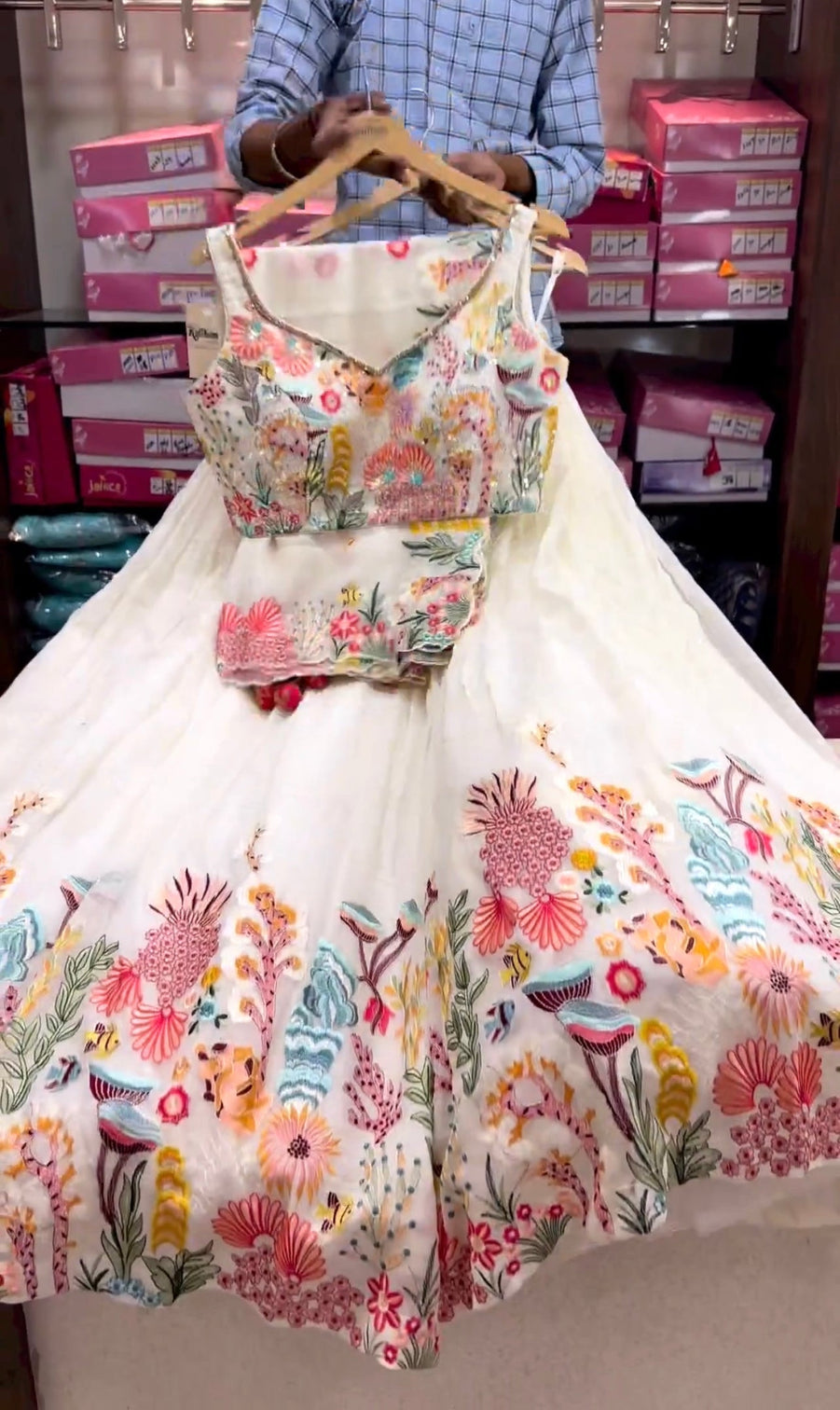 White Designer Heavy Embroidery Lehenga with Sequins for Weddings & Special Occasions