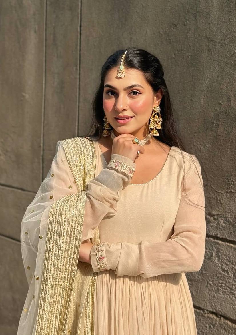 White Embroidered Anarkali Suit